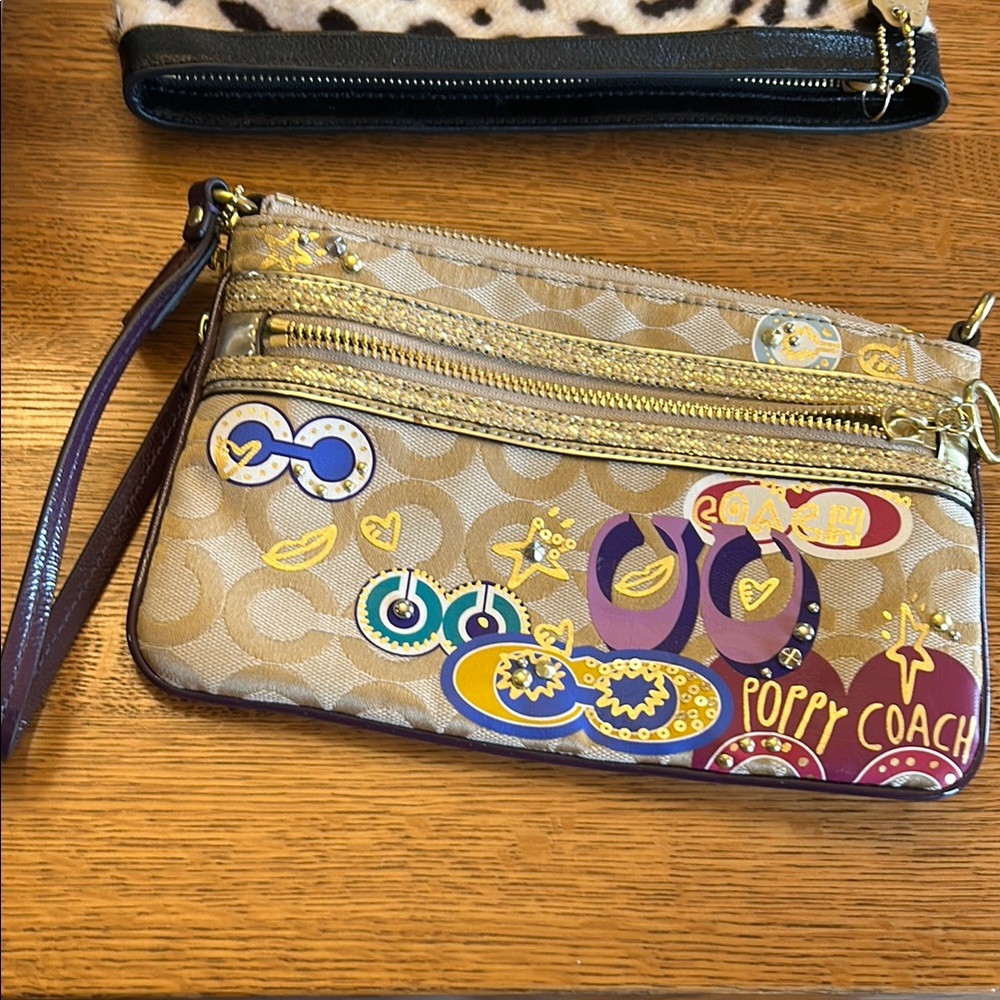 Coach Cream and Black Clutch and Wristlet Set
